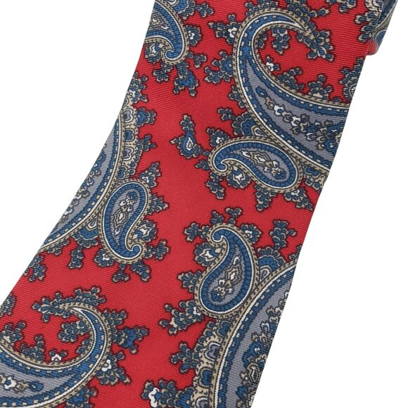 Christian Dior Red Blue Paisley All Silk Tie Classic Timeless Office - Picture 3 of 8